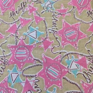 Western Sheriff Fabric 1 Yard – Pink Badges & Rope Print